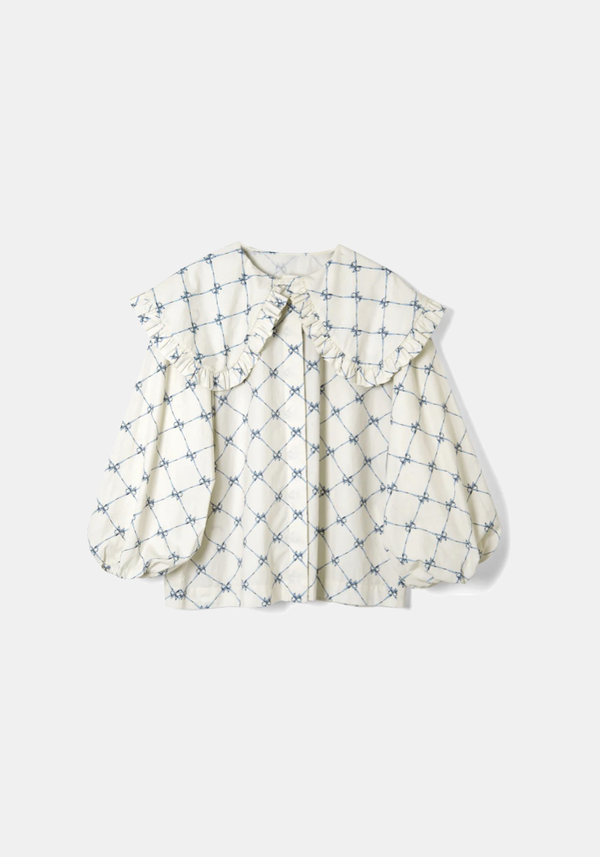 Camisa Lola Bow print, preço sob consulta, Damson Madder.