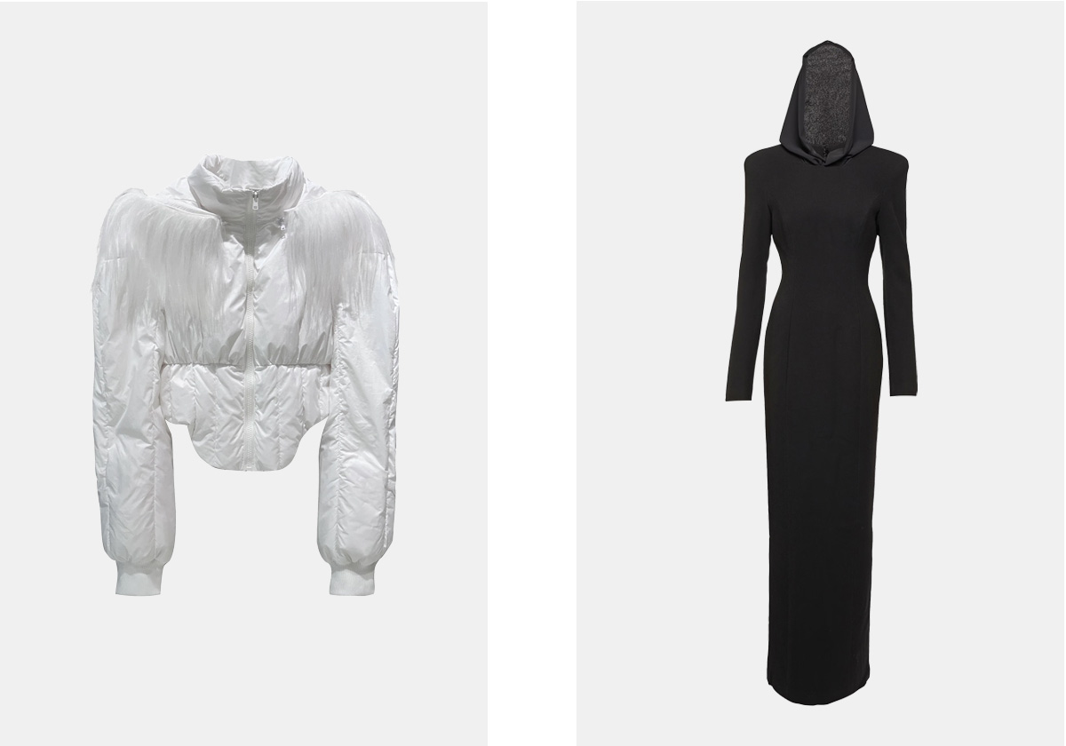 Casaco, € 795, Annakiki; vestido em malha, € 1.895, Mônot em mytheresa.com.