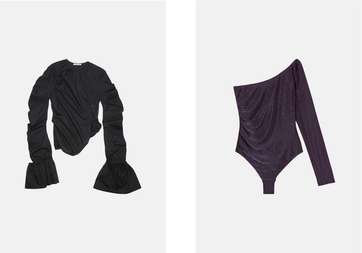 Blusa em algodão, € 470, Acne Studios; body Lamé, € 49,90, Intimissimi.
