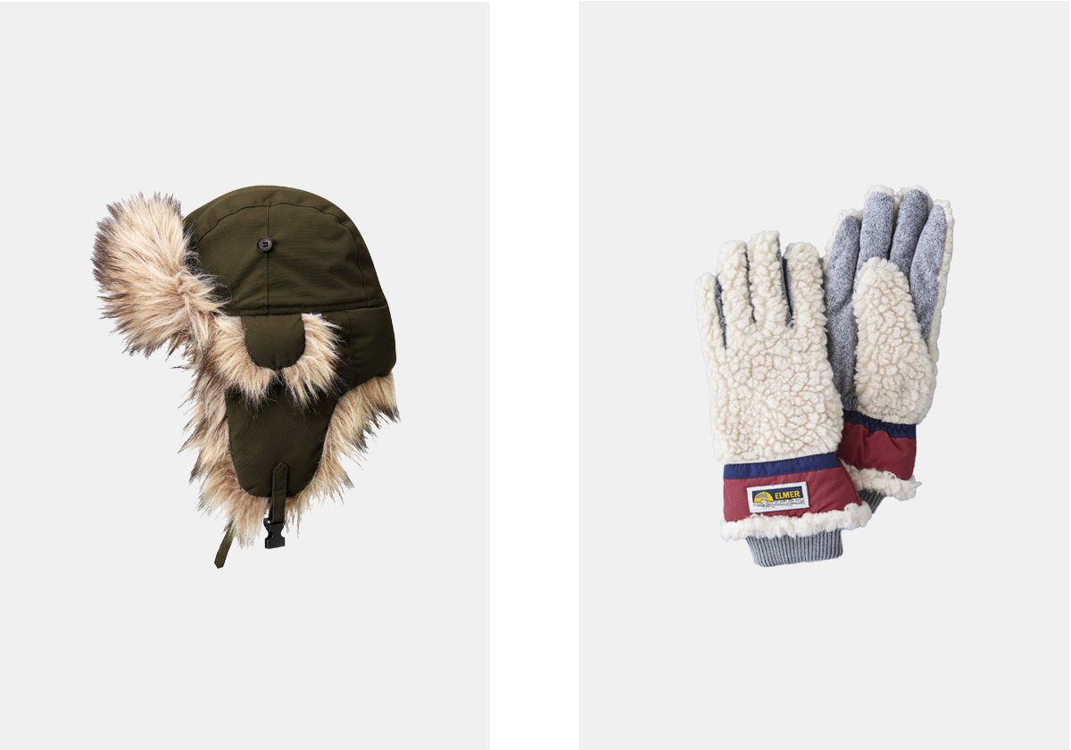 Chapéu Nordic, € 74,95, Fjallraven; luvas em lã, € 87, Fusalp.